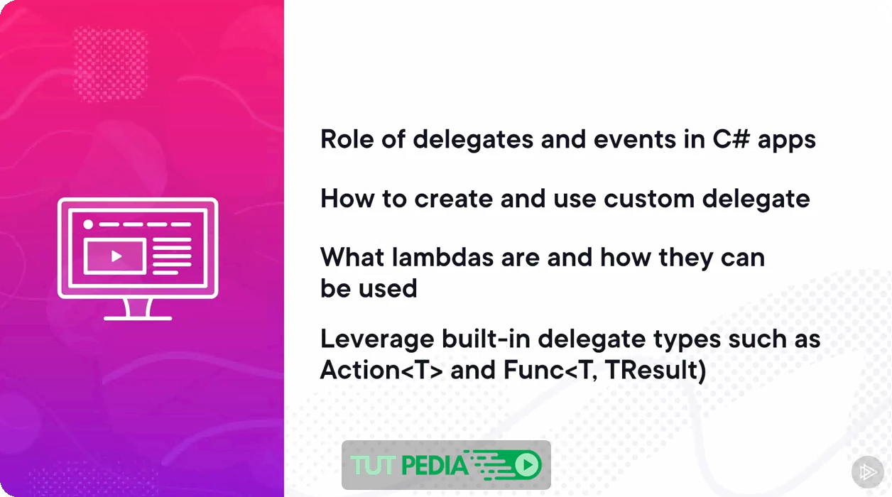 C# Events, Delegates, and Lambdas Course By Dan Wahlin